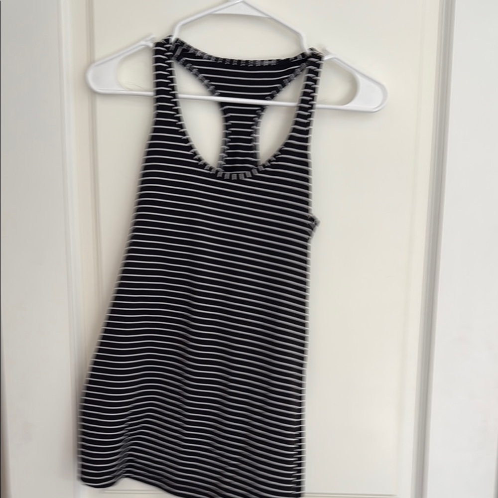 Lululemon Athletica Black and White Striped Tank Top